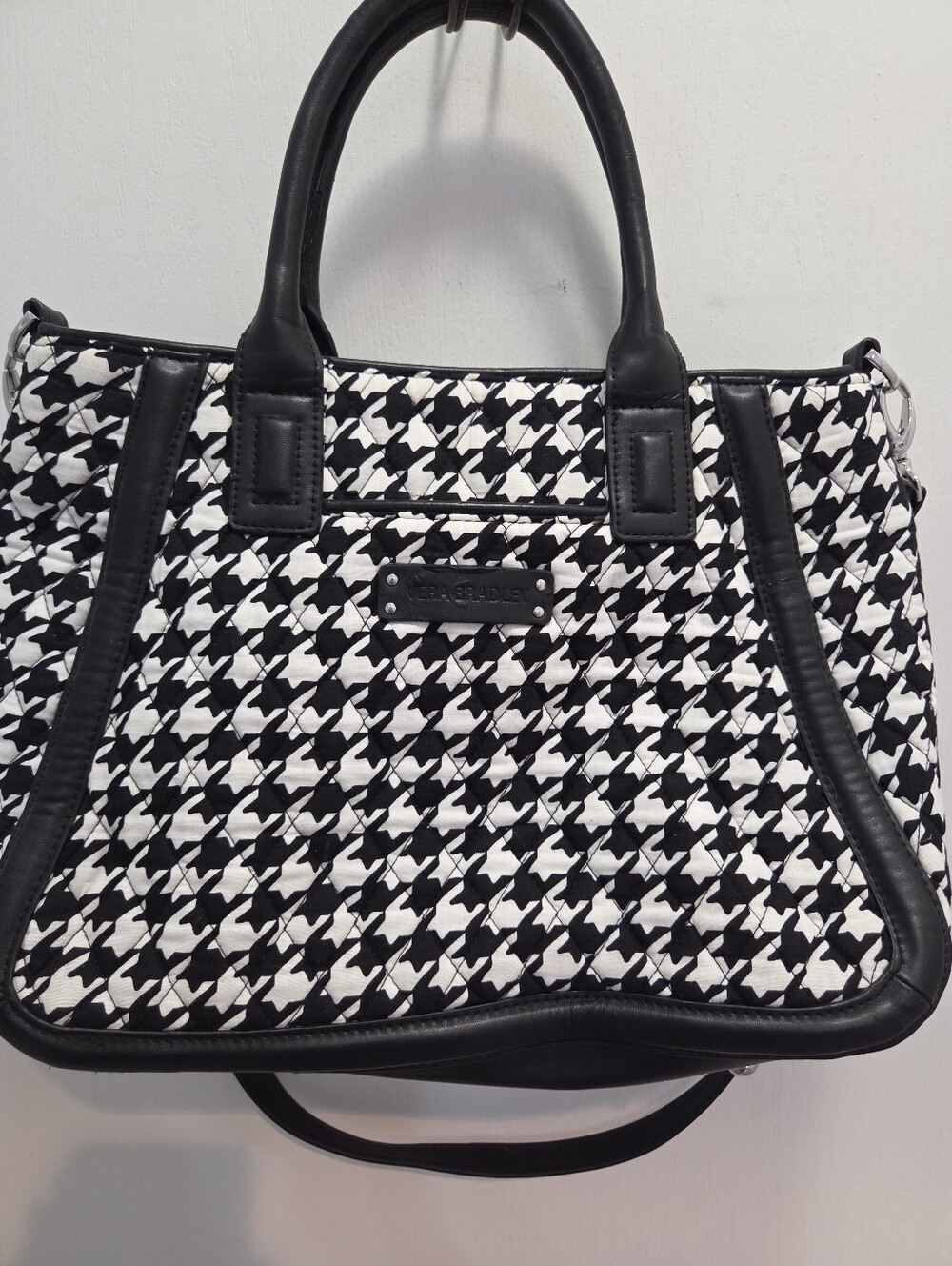 Vera Bradley Houndstooth Black And White Tote With Dual Handles